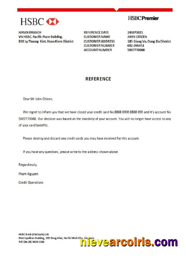 Vietnam HSBC bank closure reference